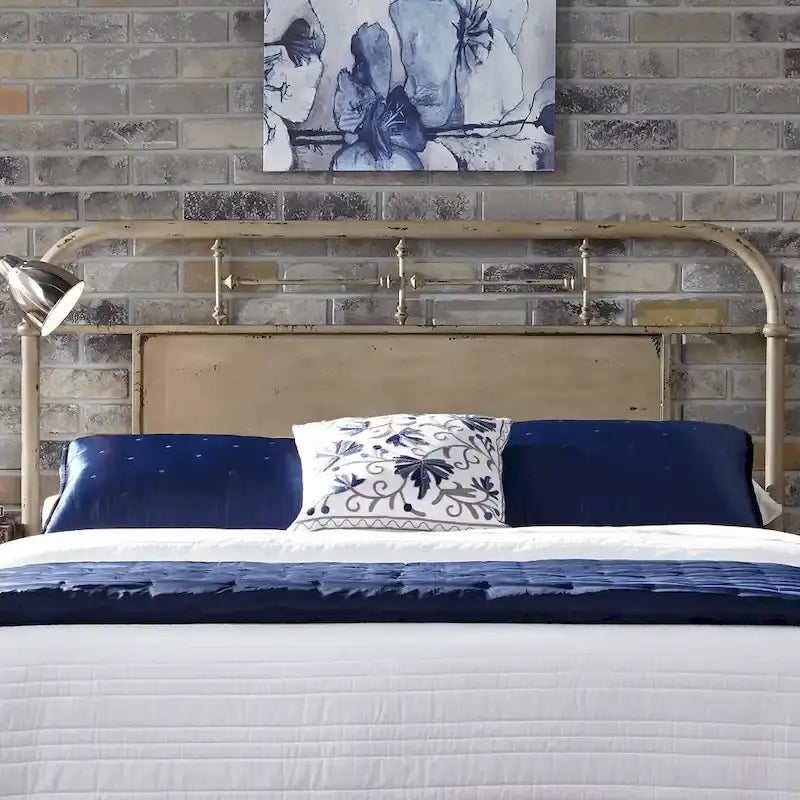 Tête de lit King en métal vieilli de la série Vintage