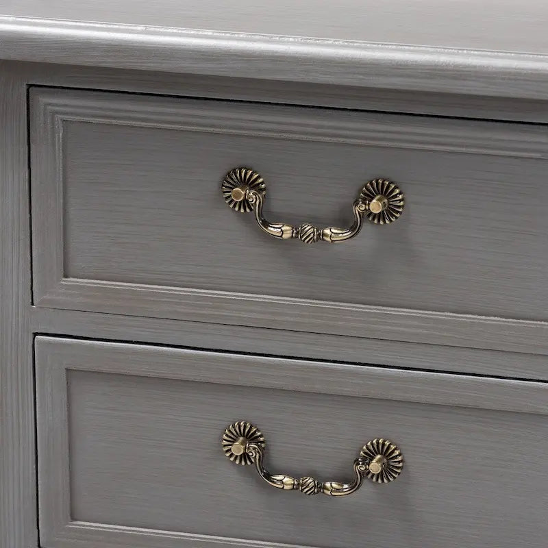 Table d'appoint à 3 tiroirs en bois de style cottage français antique Capucine de Baxton Studio