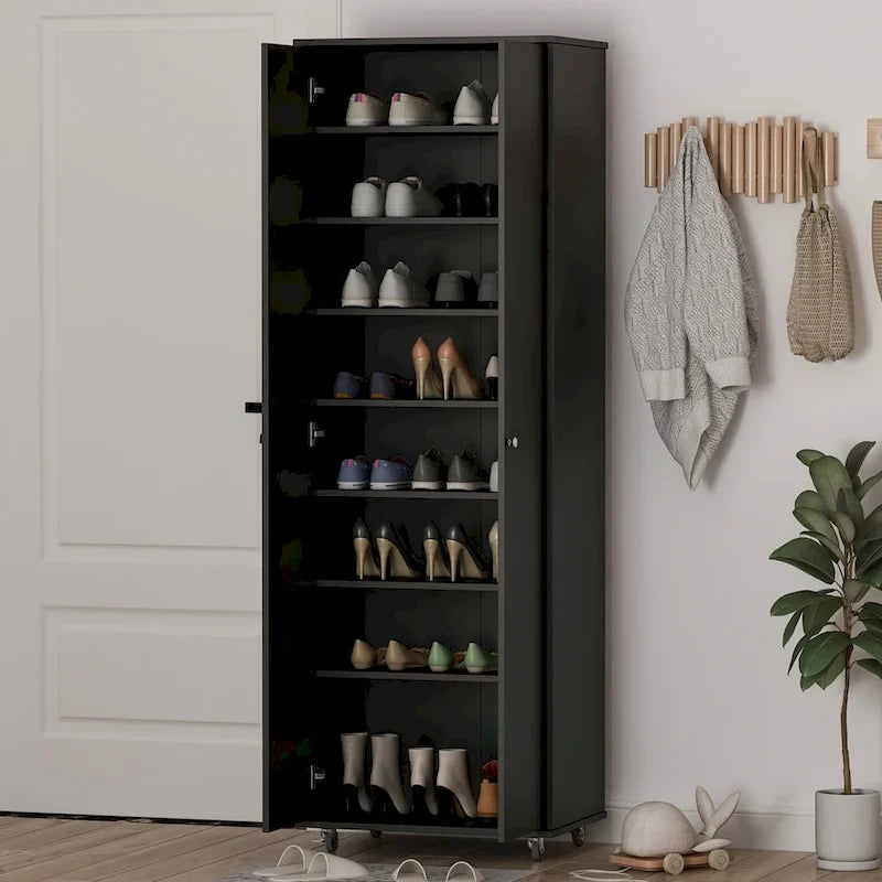 70.9Armoires Armoire Placard Rangement Meuble à Chaussures Blanc/Noir