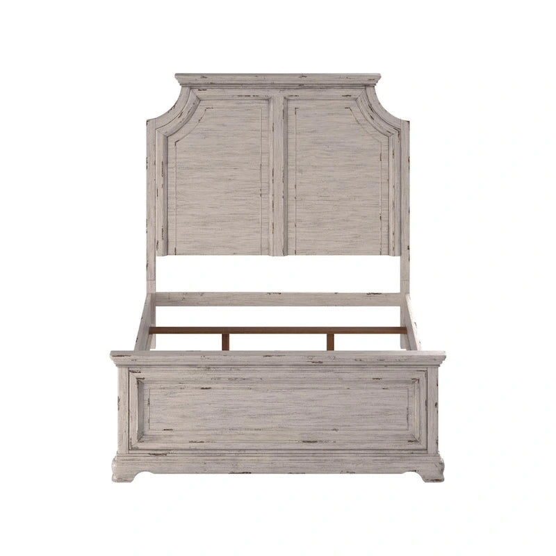 Lit à panneaux blancs antiques vieillis Palisade