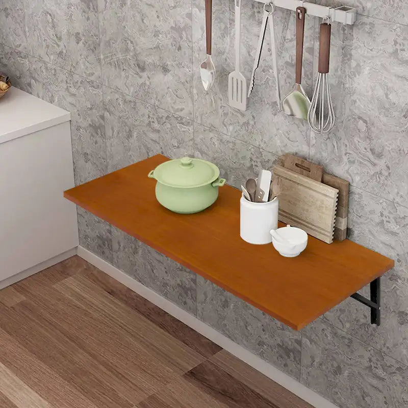 Bureau mural multifonctionnel pliant avec étagère et établi en bois