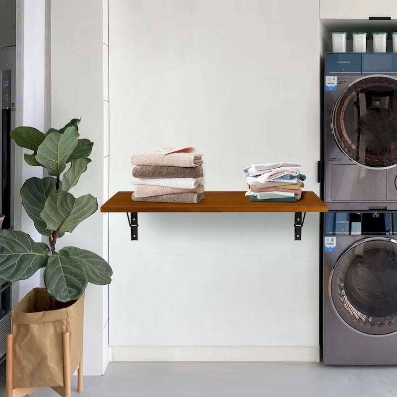 Bureau mural multifonctionnel pliant avec étagère et établi en bois