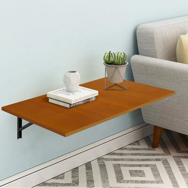 Bureau mural multifonctionnel pliant avec étagère et établi en bois