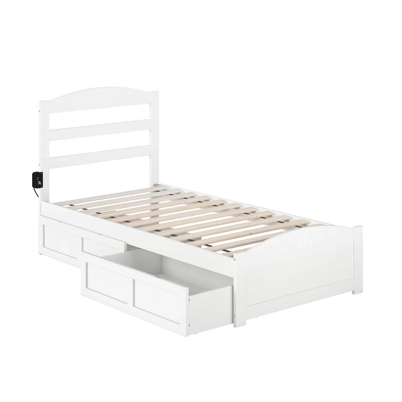 Lit plateforme Warren avec pied de lit et 2 tiroirs de rangement