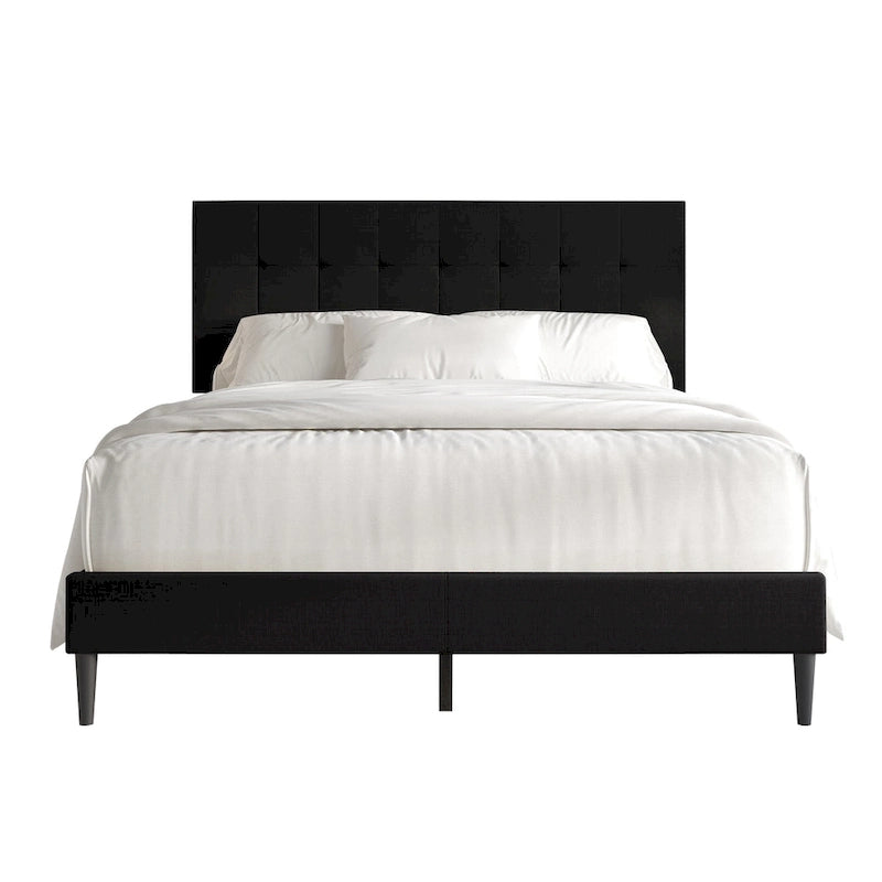 Lit capitonné en lin CraftPorch aux lignes épurées