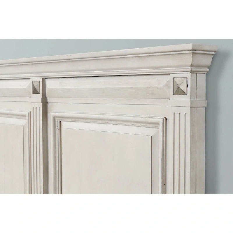 Ensemble de chambre à coucher 3 pièces Roundhill Furniture Renova en bois parchemin vieilli, lit à panneaux et 2 tables de chevet