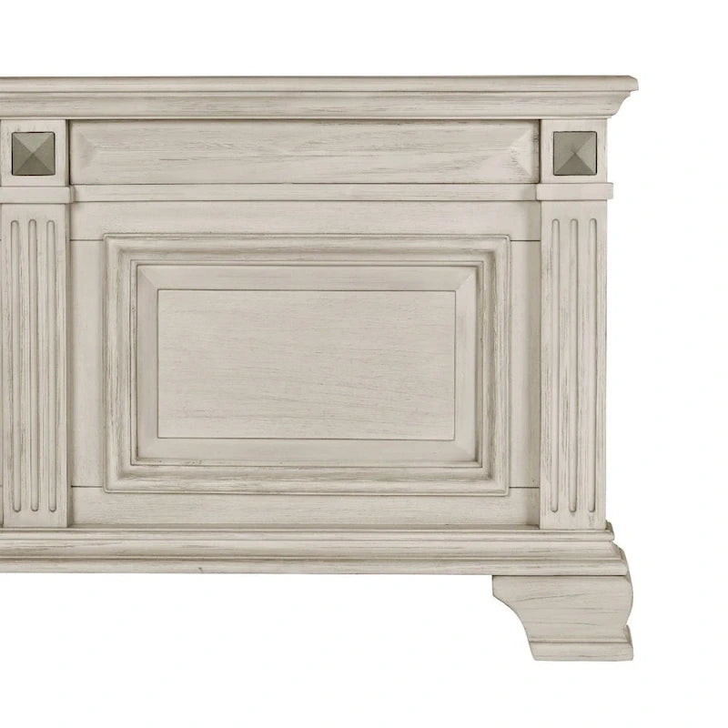 Ensemble de chambre à coucher 3 pièces Roundhill Furniture Renova en bois parchemin vieilli, lit à panneaux et 2 tables de chevet