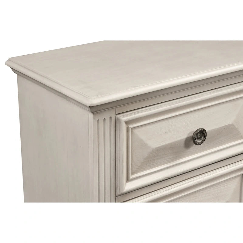 Ensemble de chambre à coucher 3 pièces Roundhill Furniture Renova en bois parchemin vieilli, lit à panneaux et 2 tables de chevet