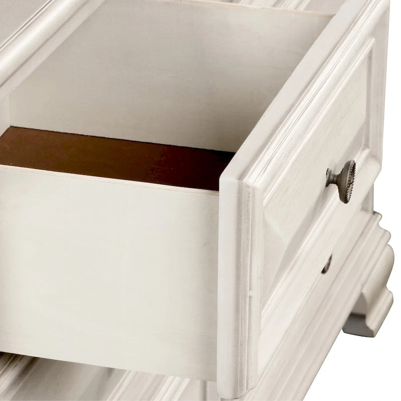 Ensemble de chambre à coucher 3 pièces Roundhill Furniture Renova en bois parchemin vieilli, lit à panneaux et 2 tables de chevet