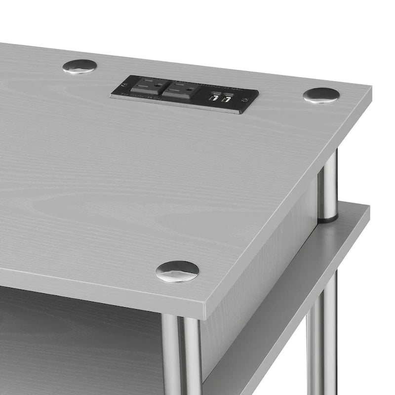 Bureau étudiant sans outils Designs2Go de Convenience Concepts avec station de recharge et étagères