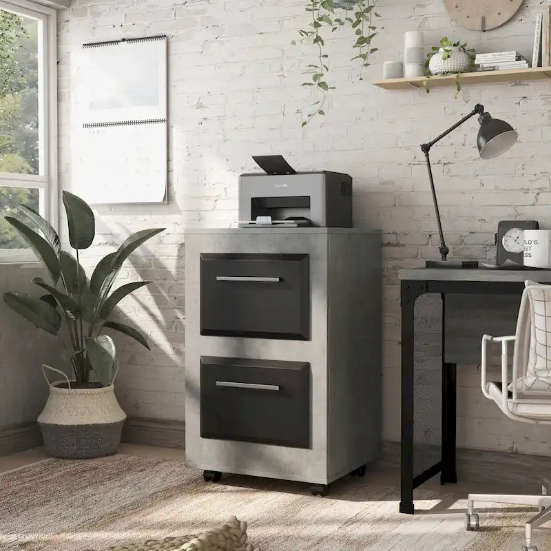 Classeur mobile DH BASIC Urban à deux tiroirs avec poignées en fer, par Denhour