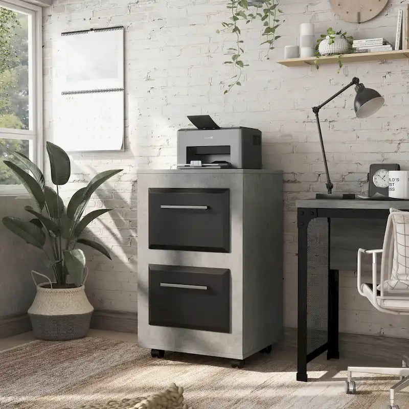 Classeur mobile DH BASIC Urban à deux tiroirs avec poignées en fer, par Denhour