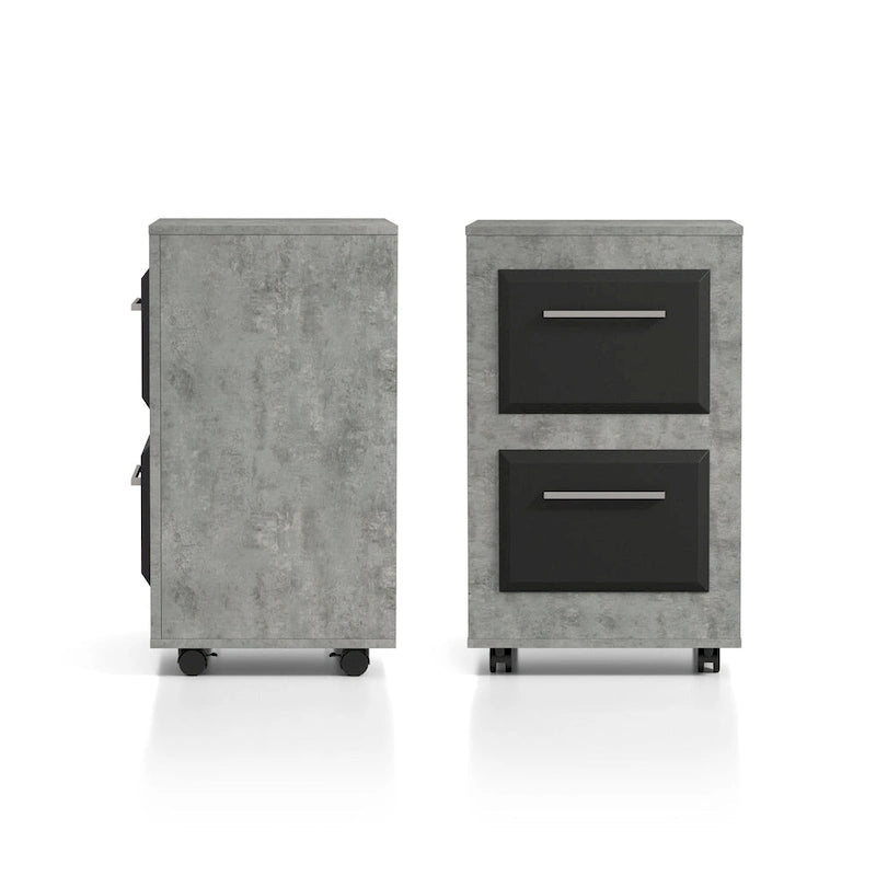 Classeur mobile DH BASIC Urban à deux tiroirs avec poignées en fer, par Denhour