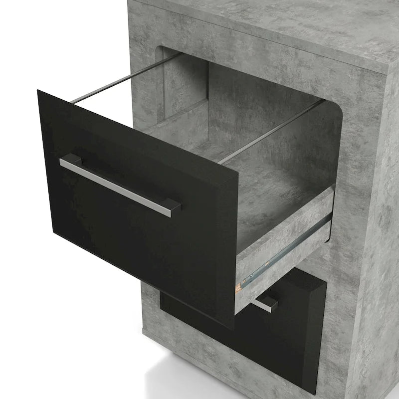 Classeur mobile DH BASIC Urban à deux tiroirs avec poignées en fer, par Denhour