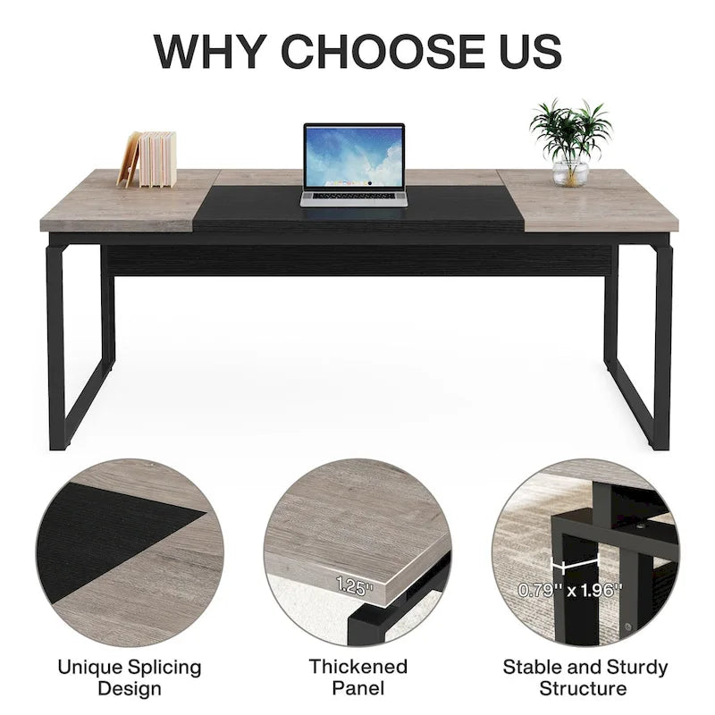 Bureau d'ordinateur en forme de L (63 pouces) avec caisson réversible et tiroirs de rangement pour bureau à domicile