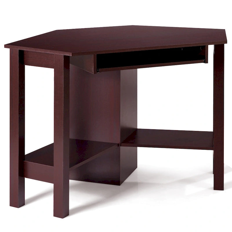 Bureau d'angle en bois avec tiroir, table de travail/d'étude