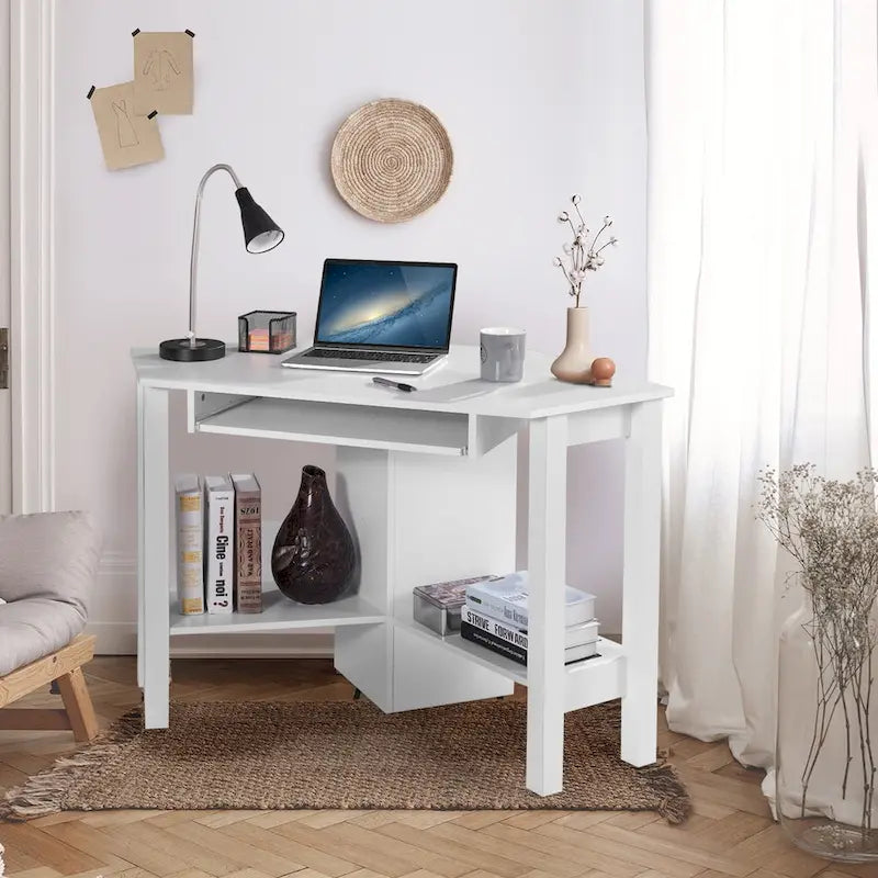 Bureau d'angle en bois avec tiroir, table de travail/d'étude