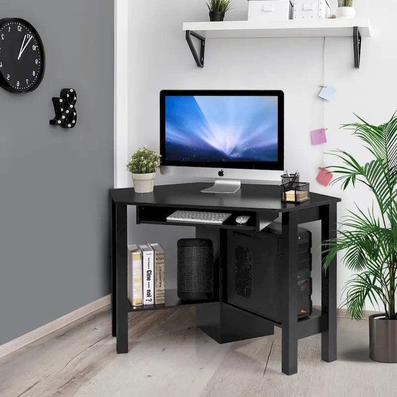 Bureau d'angle en bois avec tiroir, table de travail/d'étude