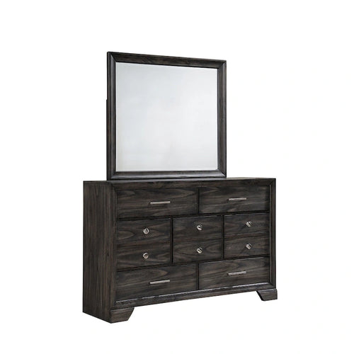 Ensemble de chambre à coucher Ayla 5 pièces avec plateforme en tissu gris et rangement