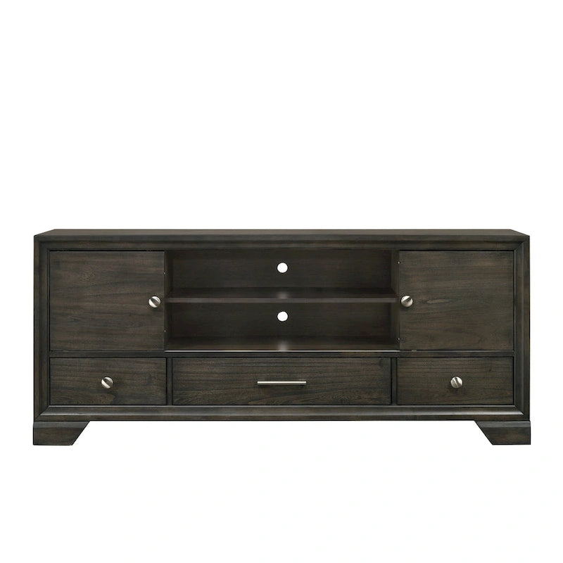 Ensemble de chambre à coucher Ayla 5 pièces avec plateforme en tissu gris et rangement