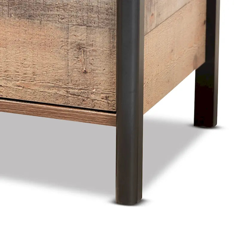 Table de chevet Vaughan moderne rustique en chêne brun et noir