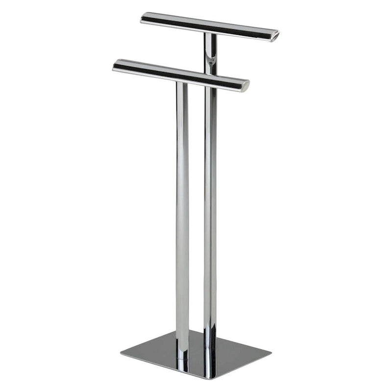 Porte-serviettes moderne sur pied en métal chromé