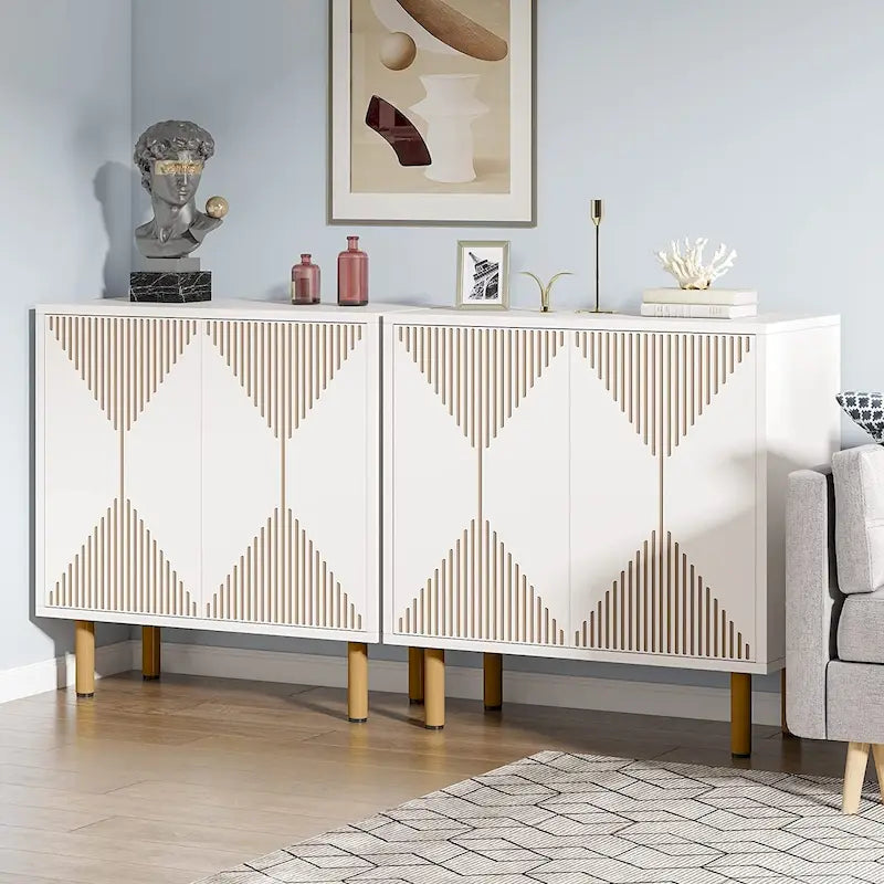 Armoire de rangement moderne blanche de grande taille, meuble sur pied