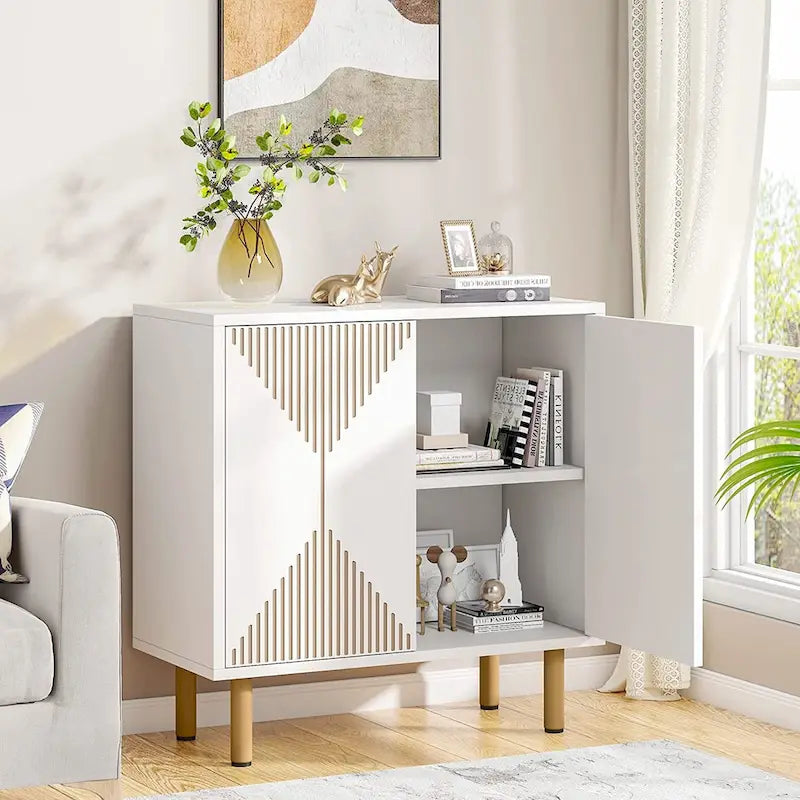 Armoire de rangement moderne blanche de grande taille, meuble sur pied