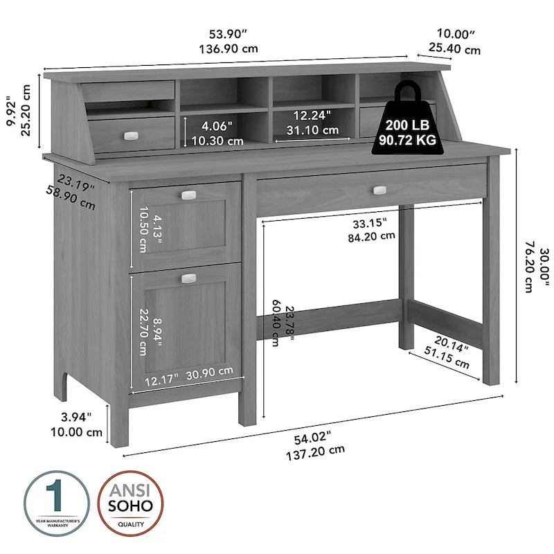 Bureau d'ordinateur Broadview 54W avec organiseur de bureau par Bush Furniture