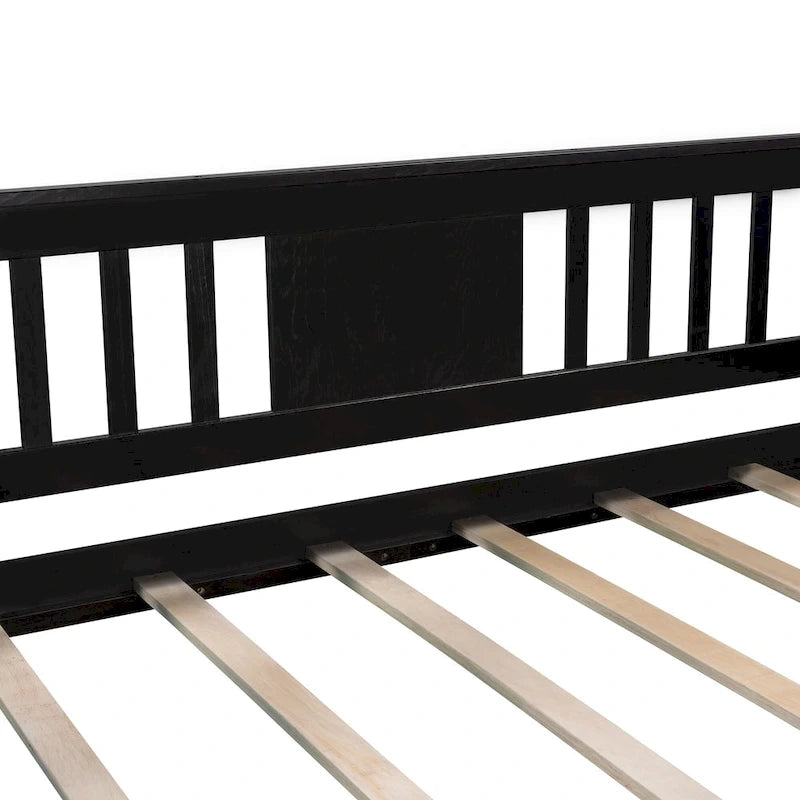 Lit de jour une place avec deux tiroirs, sommier à lattes en bois, couleur expresso