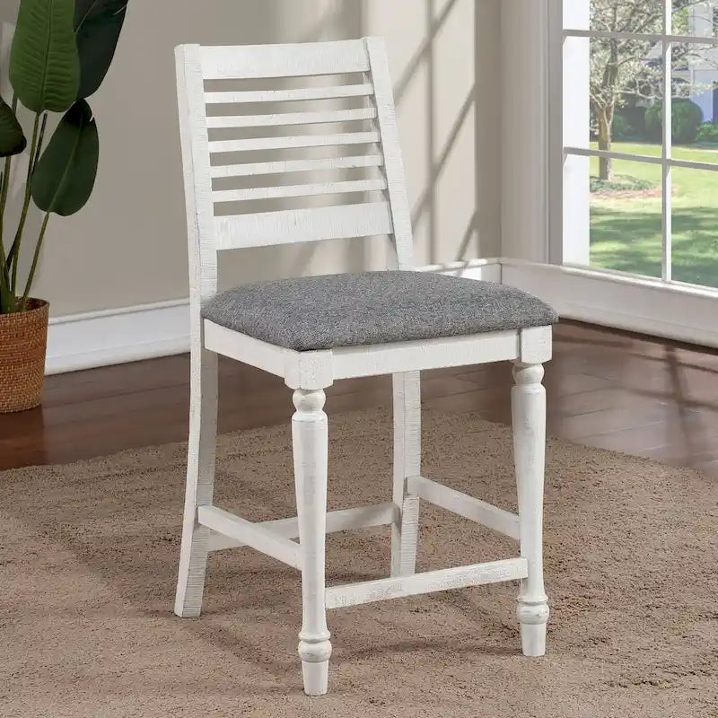 Ensemble de salle à manger 7 pièces Ionessa en bois blanc antique contemporain, hauteur comptoir, par Furniture of America