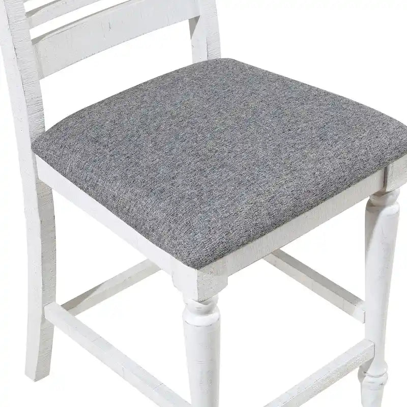 Ensemble de salle à manger 7 pièces Ionessa en bois blanc antique contemporain, hauteur comptoir, par Furniture of America