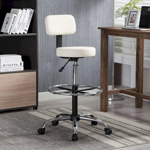 Adjustable Ergonomic Drafting Chair - Cream