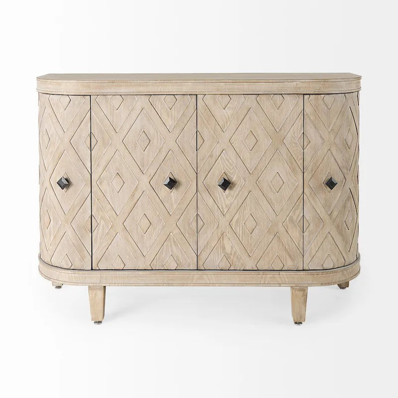 Meuble Lennon en placage de sapin beige à 4 portes - 47,2 L x 15,0 l x 33,1 H