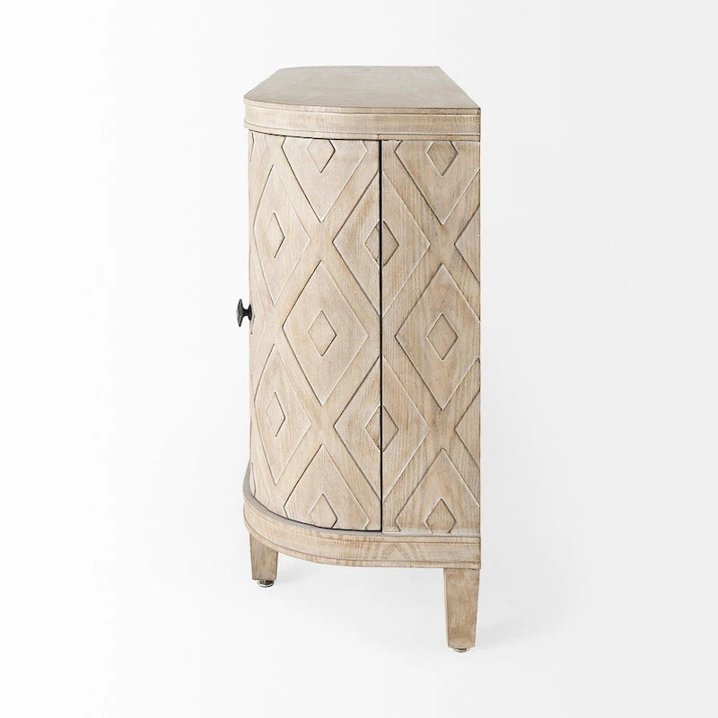 Meuble Lennon en placage de sapin beige à 4 portes - 47,2 L x 15,0 l x 33,1 H