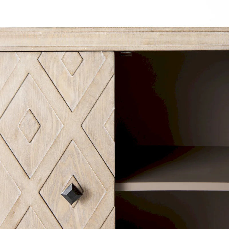 Meuble Lennon en placage de sapin beige à 4 portes - 47,2 L x 15,0 l x 33,1 H