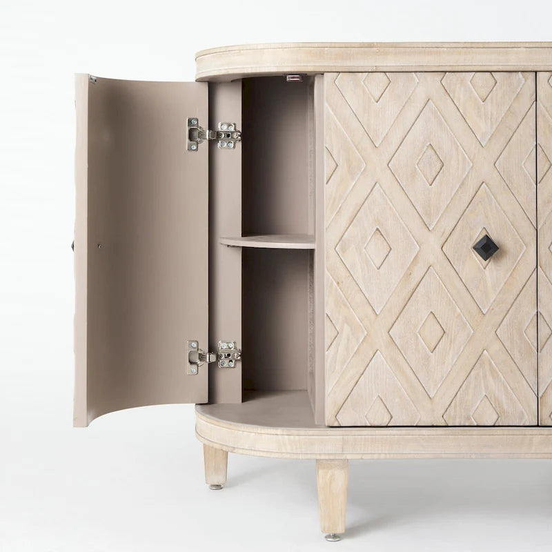 Meuble Lennon en placage de sapin beige à 4 portes - 47,2 L x 15,0 l x 33,1 H