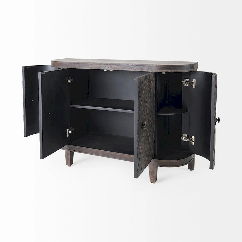 Meuble Lennon en placage de sapin beige à 4 portes - 47,2 L x 15,0 l x 33,1 H