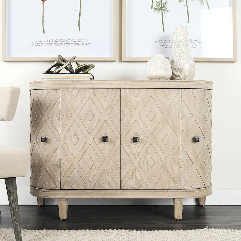 Meuble Lennon en placage de sapin beige à 4 portes - 47,2 L x 15,0 l x 33,1 H