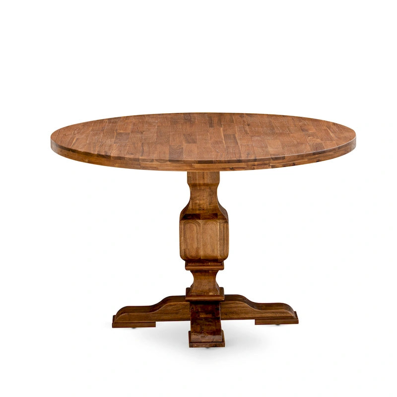 Ensemble de salle à manger East West Furniture : table ronde et chaises Parson en peau de daim, noyer antique (option pièces).