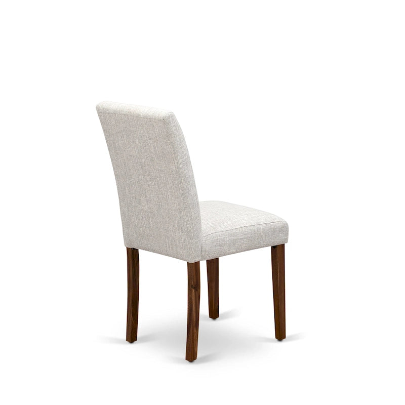 Ensemble de salle à manger East West Furniture : table ronde et chaises Parson en peau de daim, noyer antique (option pièces).
