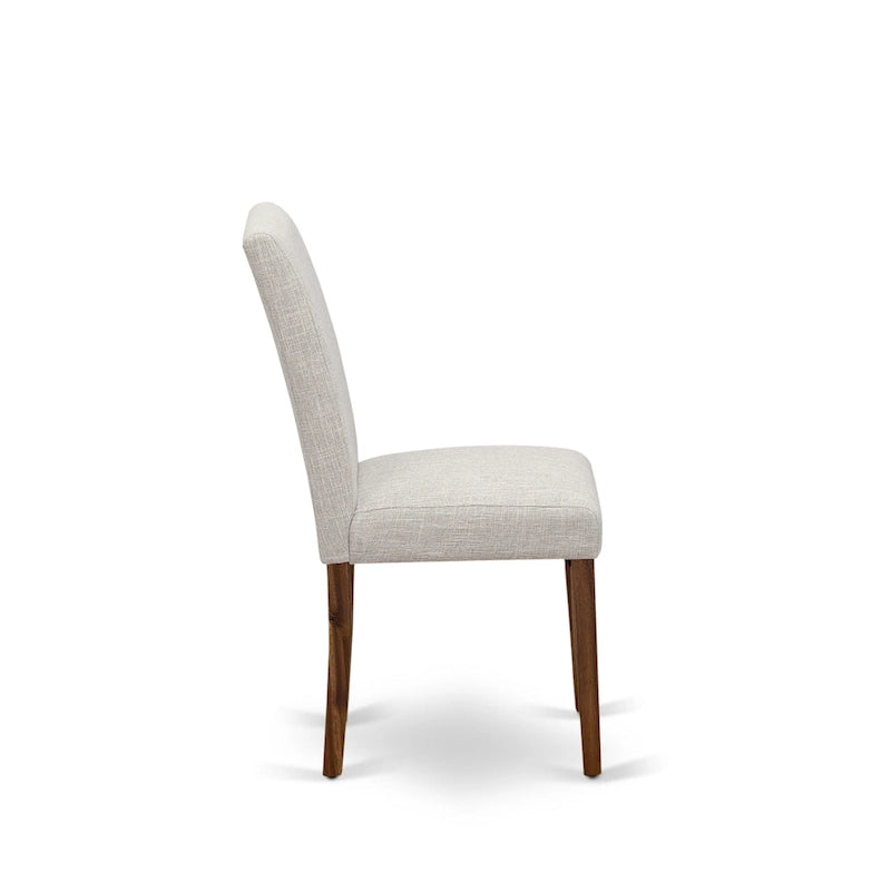 Ensemble de salle à manger East West Furniture : table ronde et chaises Parson en peau de daim, noyer antique (option pièces).