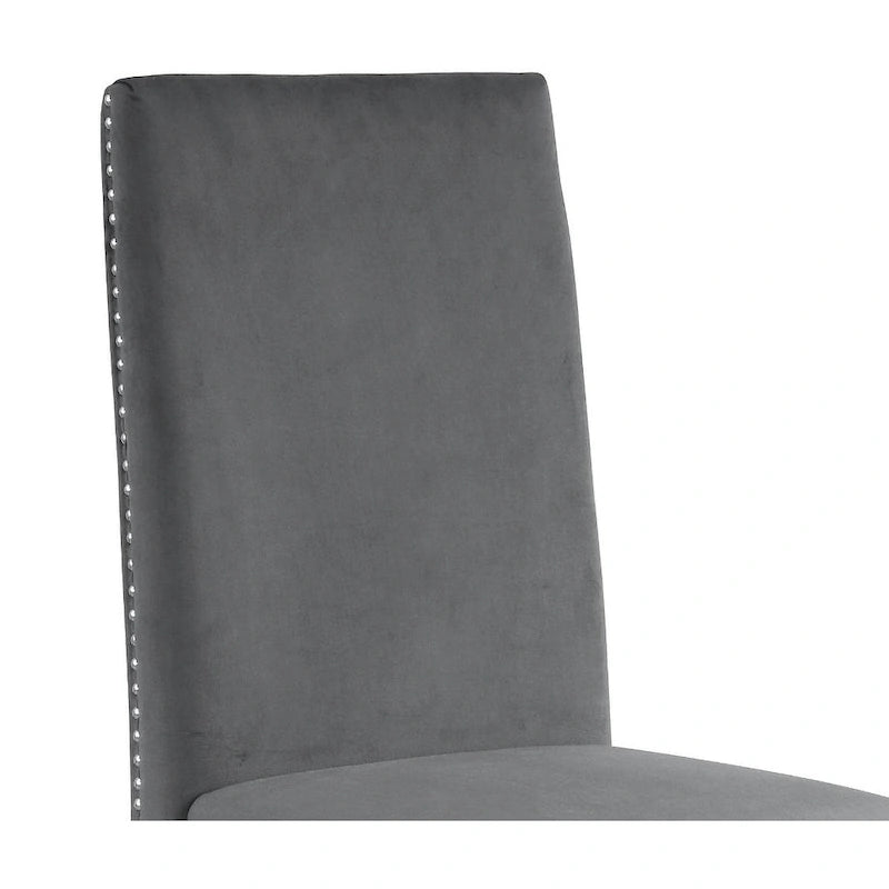 Chaise de salle à manger de qualité supérieure comprenant un dossier plissé, des clous décoratifs et des pieds chromés (lot de 2)