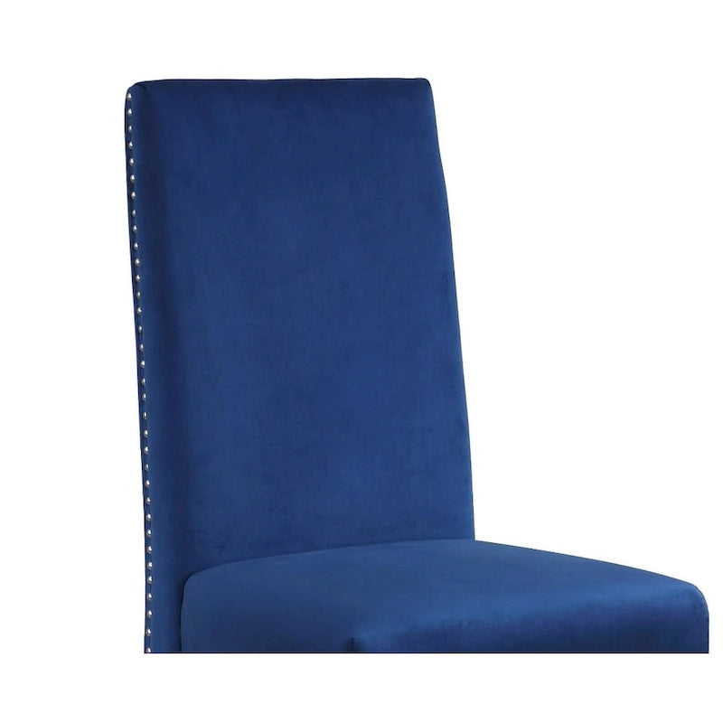 Chaise de salle à manger de qualité supérieure comprenant un dossier plissé, des clous décoratifs et des pieds chromés (lot de 2)