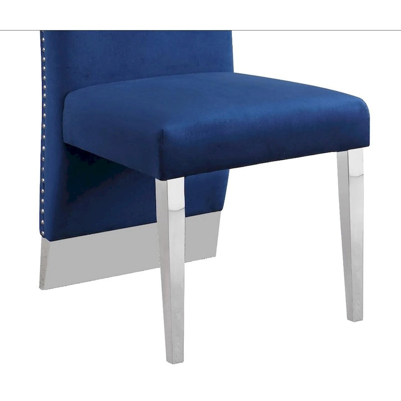 Chaise de salle à manger de qualité supérieure comprenant un dossier plissé, des clous décoratifs et des pieds chromés (lot de 2)