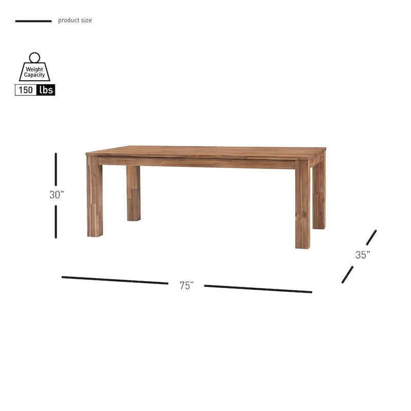 Table de salle à manger rectangulaire Bedford 75 pouces, pieds carrés