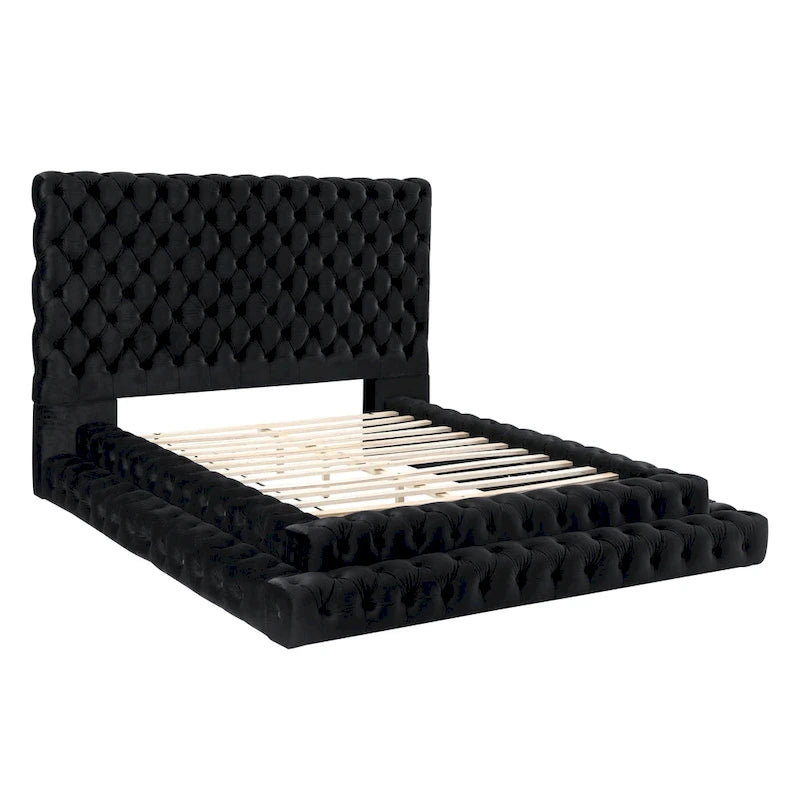 Lit plateforme bas en tissu capitonné Allenhurst de Furniture of America