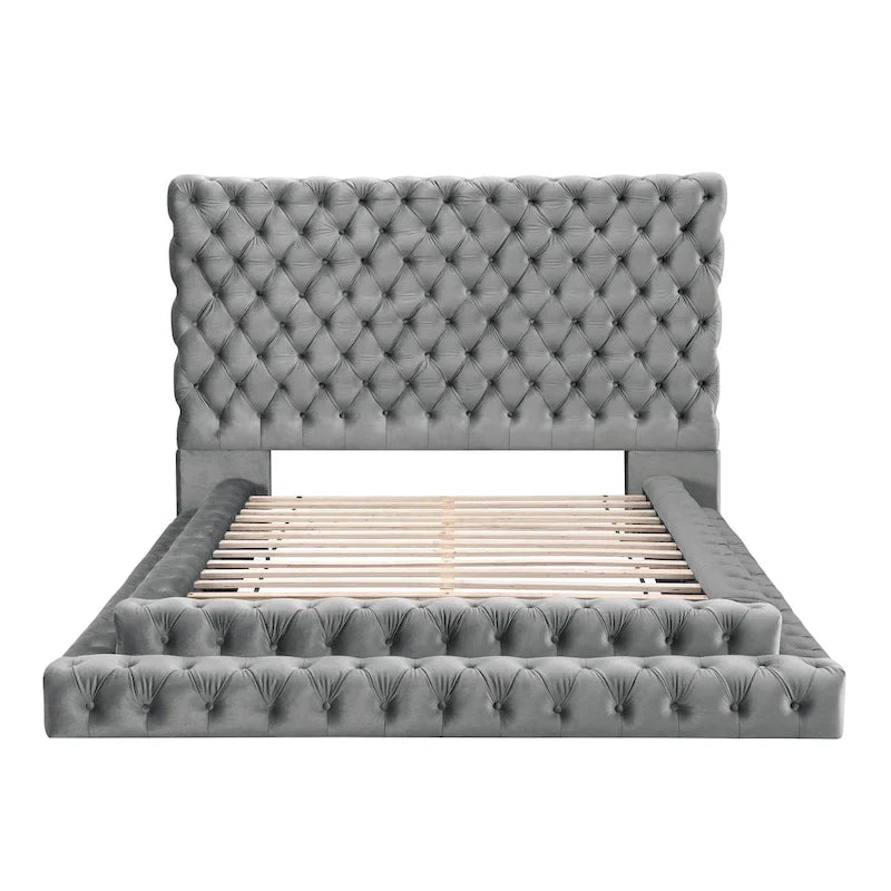 Lit plateforme bas en tissu capitonné Allenhurst de Furniture of America