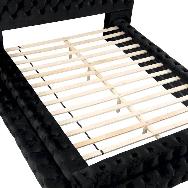 Lit plateforme bas en tissu capitonné Allenhurst de Furniture of America