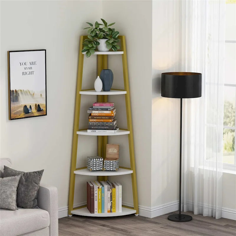 Étagère d'angle à 5 niveaux pour salle de bain